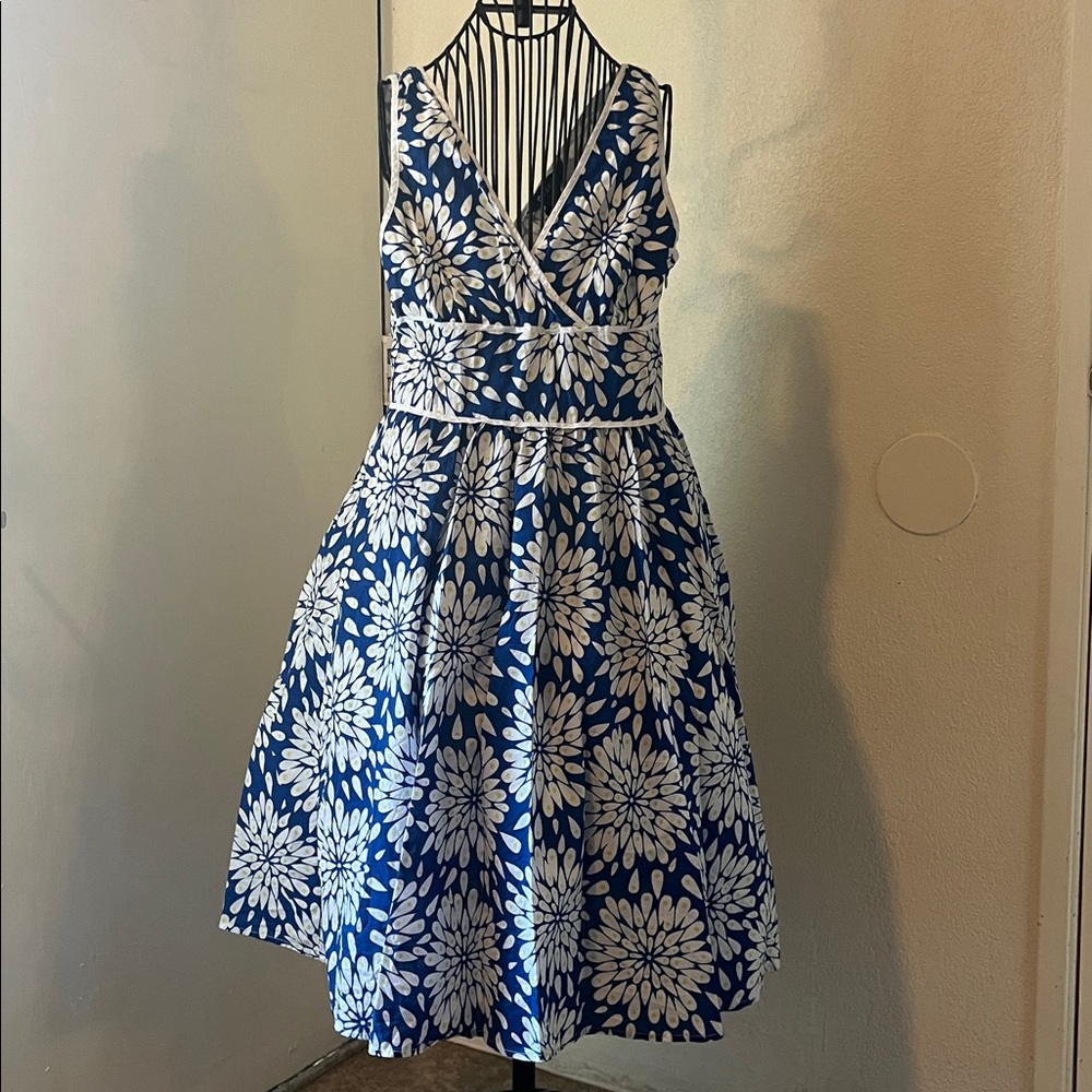 George Blue and White Floral Midi Dress